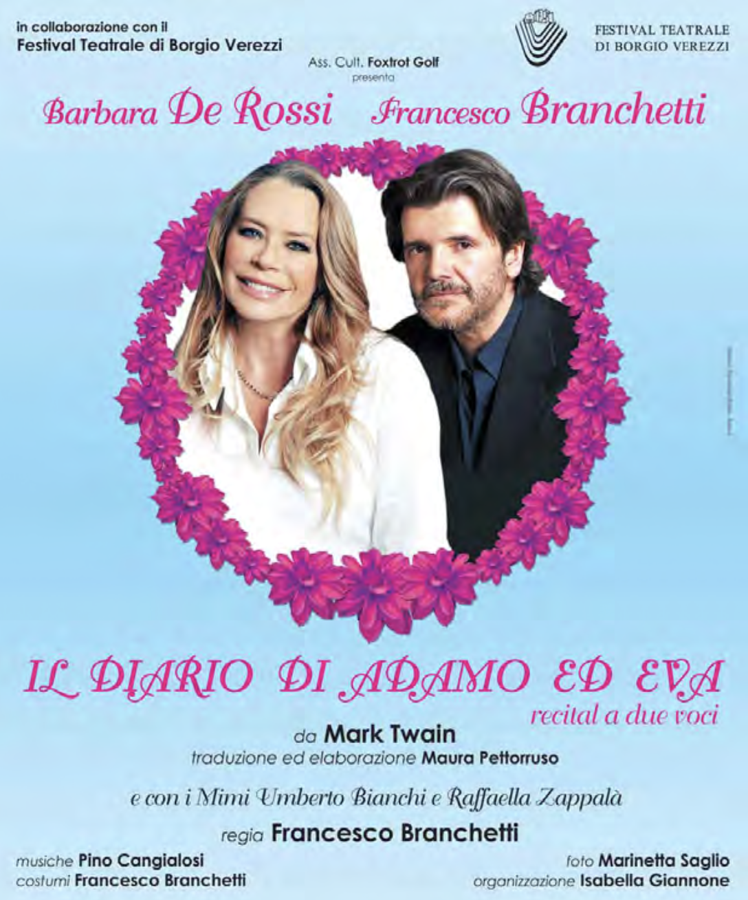 GIOVEDÌ 30 LUGLIO: BARBARA DE ROSSI, FRANCESCO BRANCHETTI – IL DIARIO DI ADAMO ED EVA